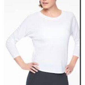Athleta Topanga White Mesh Back Active Top Long sleeve Casual